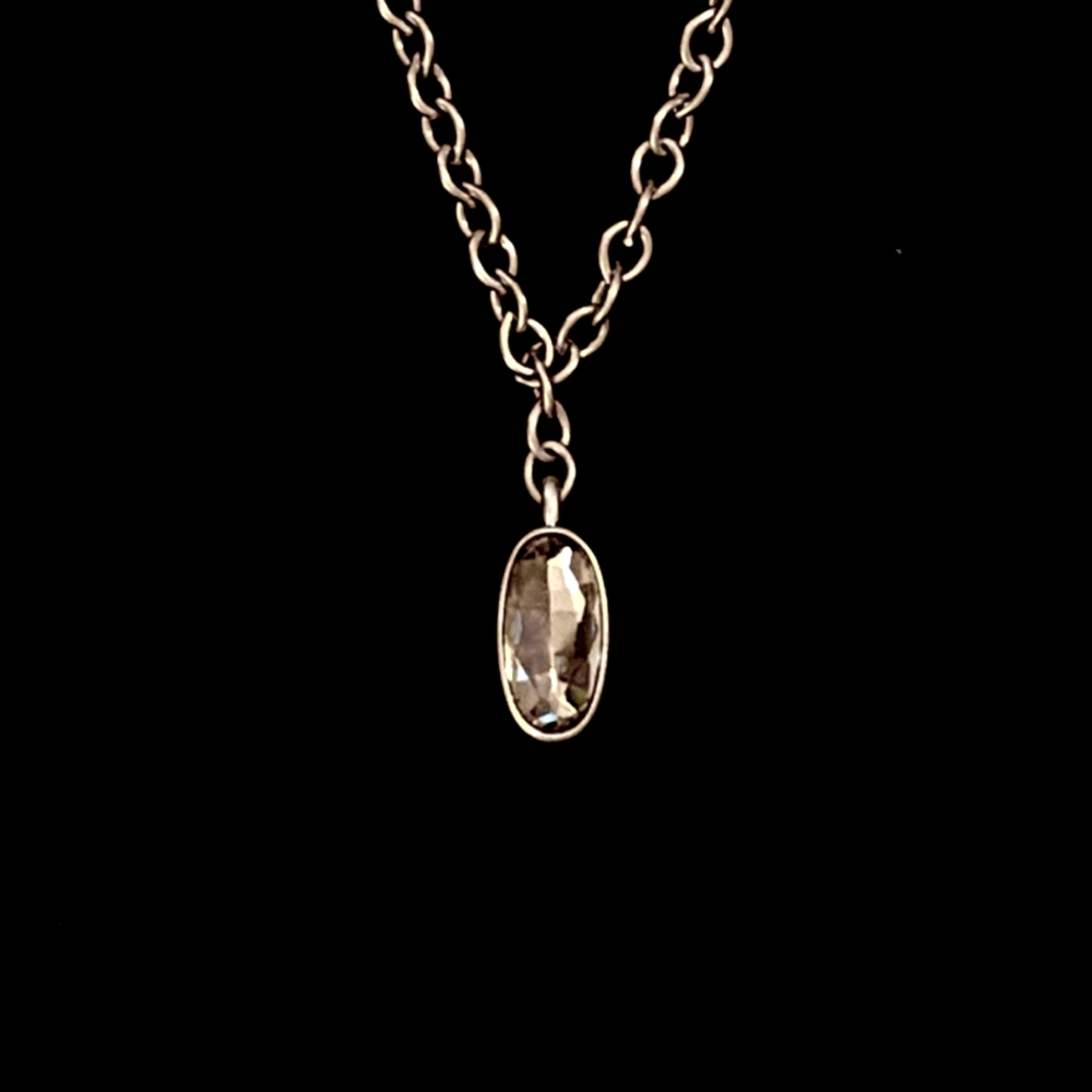 Kenneth Cole Reaction Silver Tone Crystal Pendant Necklace 27.5in